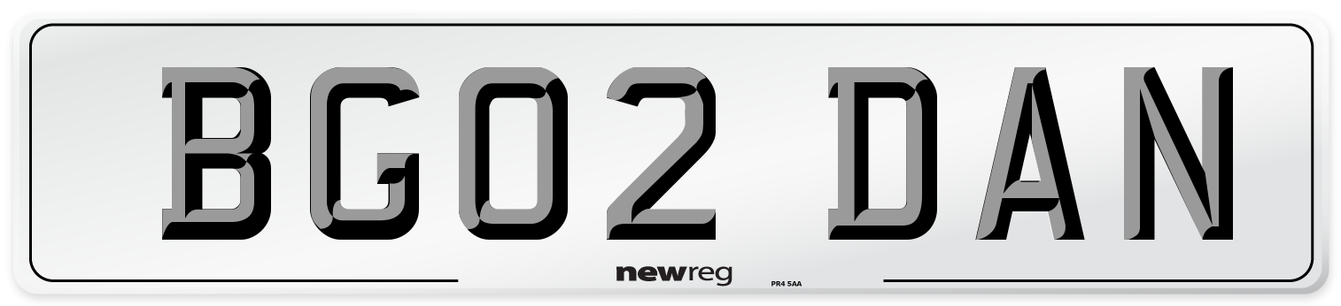 BG02 DAN Number Plate from New Reg